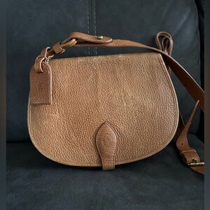 Polo Ralph Lauren Leather Crossbody Saddle Bag W/ ID Tag Cognac Made In Italy